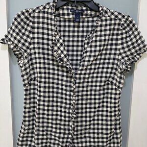 GAP Black White Gingham Button Front Shirt – Women’s Small 100% Cotton